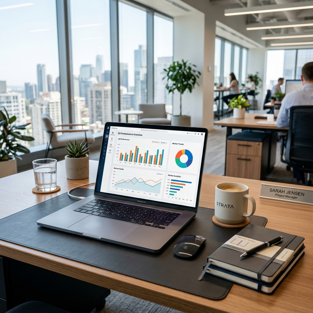 SEO dashboard showing keyword rankings and organic traffic growth